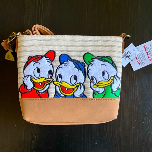 Loungefly Handbags - Loungefly Crossbody Bag with Huey, Dewey & Louie Patch - Tan & Multicolor